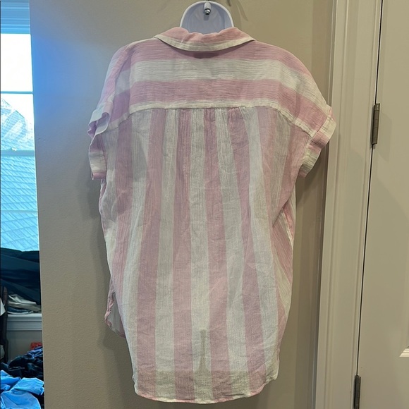 Madewell Pink and White Striped Women's Top- small - Picture 5 of 6